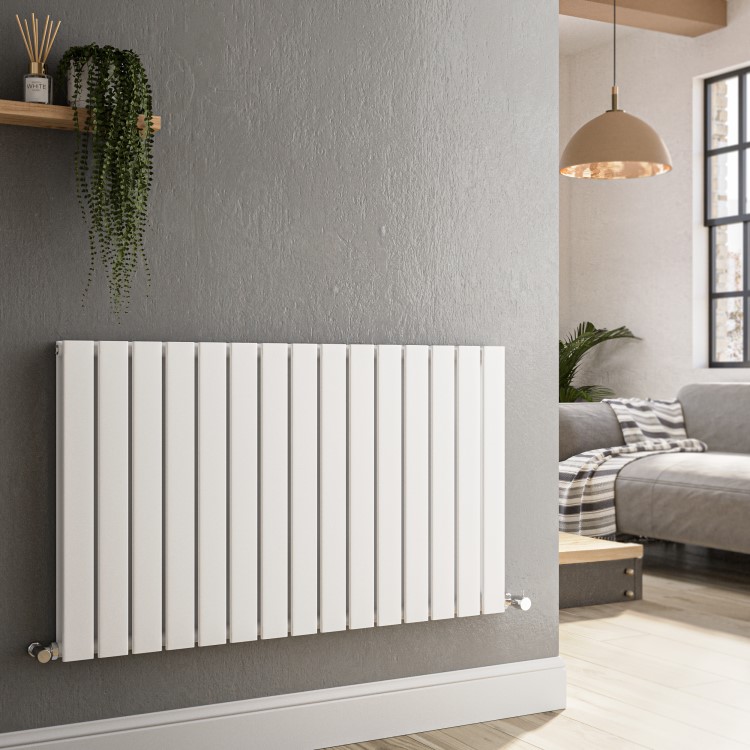 Riace White Horizontal Flat Designer Radiator 600x1020mm Double Panel 3856 BTU