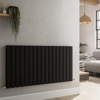 Riace Midnight Black Horizontal Flat Designer Radiator 600x1156mm Double Panel 4370 BTU Riace Midnight Black Horizontal Flat Designer Radiator 600x1156mm Double Panel 4370 BTU
