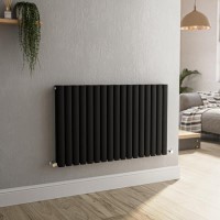 Sorrento Midnight Black Horizontal Oval Designer Radiator 600x1003mm Double Panel 4079 BTU Sorrento Midnight Black Horizontal Oval Designer Radiator 600x1003mm Double Panel 4079 BTU