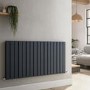 Riace Anthracite Horizontal Flat Designer Radiator 600x1156mm Double Panel 4370 BTU