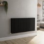 Sorrento Midnight Black Horizontal Oval Designer Radiator 600x1180mm Double Panel 4798 BTU