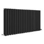 Sorrento Midnight Black Horizontal Oval Designer Radiator 600x1180mm Double Panel 4798 BTU