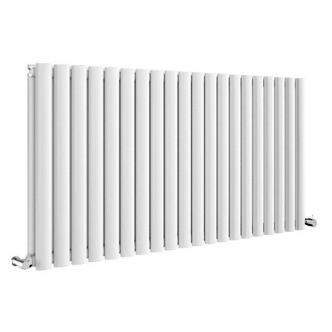 Sorrento White Horizontal Oval Designer Radiator 600x1180mm Double Panel 4798 BTU