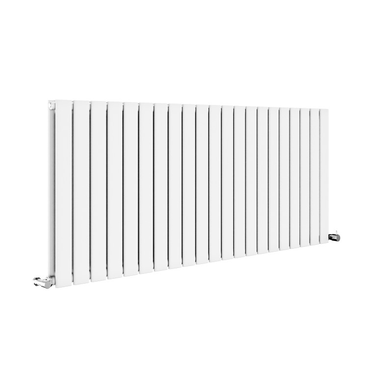 Riace White Horizontal Flat Designer Radiator 600x1428mm Double Panel 5398 BTU