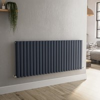 Sorrento Anthracite Horizontal Oval Designer Radiator 600x1416mm Double Panel 5758 BTU