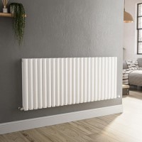 Sorrento White Horizontal Oval Designer Radiator 600x1416mm Double Panel 5758 BTU