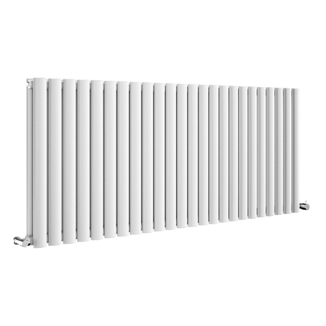 Sorrento White Horizontal Oval Designer Radiator 600x1416mm Double Panel 5758 BTU