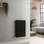 Riace Midnight Black Horizontal Flat Designer Radiator 600x408mm Double Panel 1542 BTU