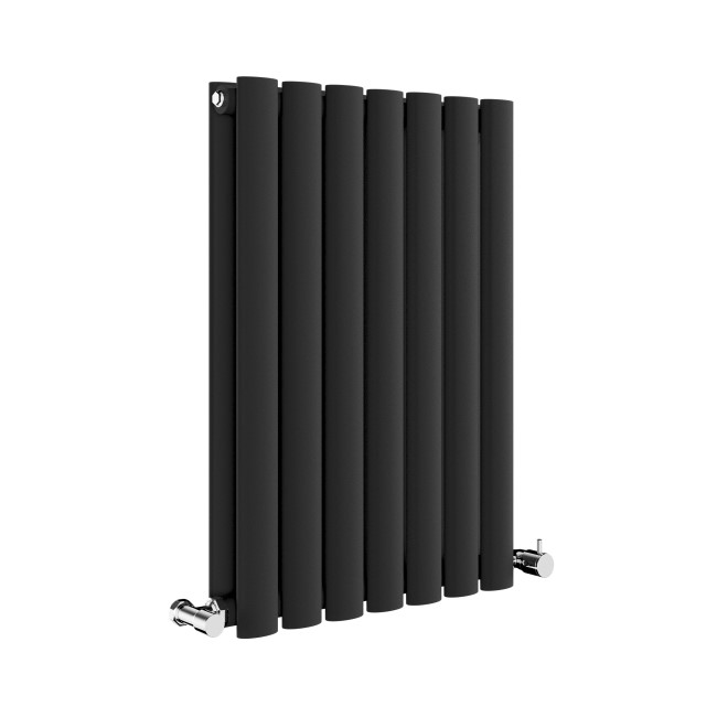 Sorrento Midnight Black Horizontal Oval Designer Radiator 600x413mm Double Panel 1679 BTU