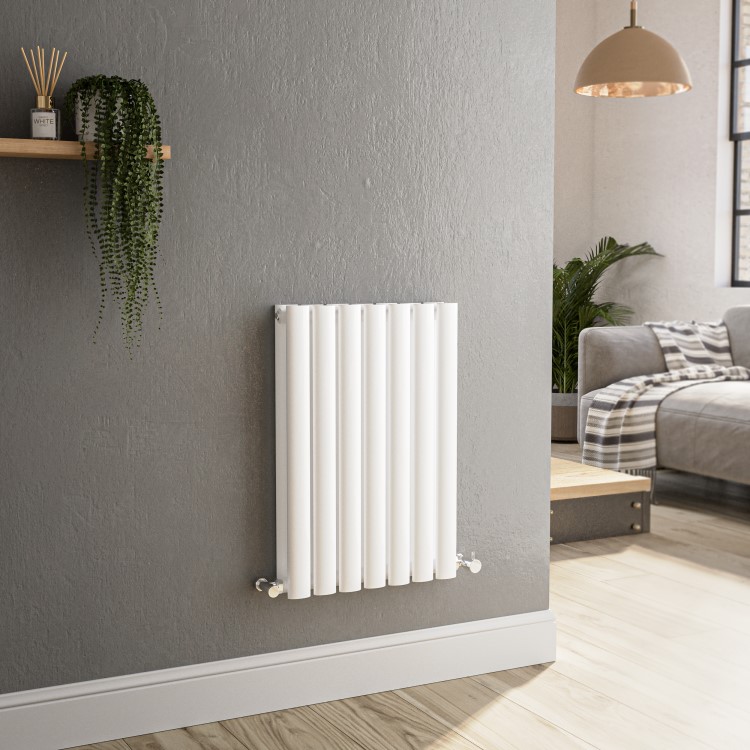 Sorrento White Horizontal Oval Designer Radiator 600x413mm Double Panel 1679 BTU