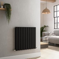 Riace Midnight Black Horizontal Flat Designer Radiator 600x612mm Double Panel 2313 BTU Riace Midnight Black Horizontal Flat Designer Radiator 600x612mm Double Panel 2313 BTU