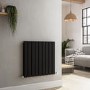 Riace Midnight Black Horizontal Flat Designer Radiator 600x612mm Double Panel 2313 BTU