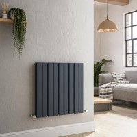 Riace Anthracite Horizontal Flat Designer Radiator 600x612mm Double Panel 2313 BTU