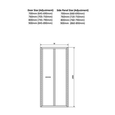 Claritas 8mm Glass Hinged Shower Door - 760 x 1950mm