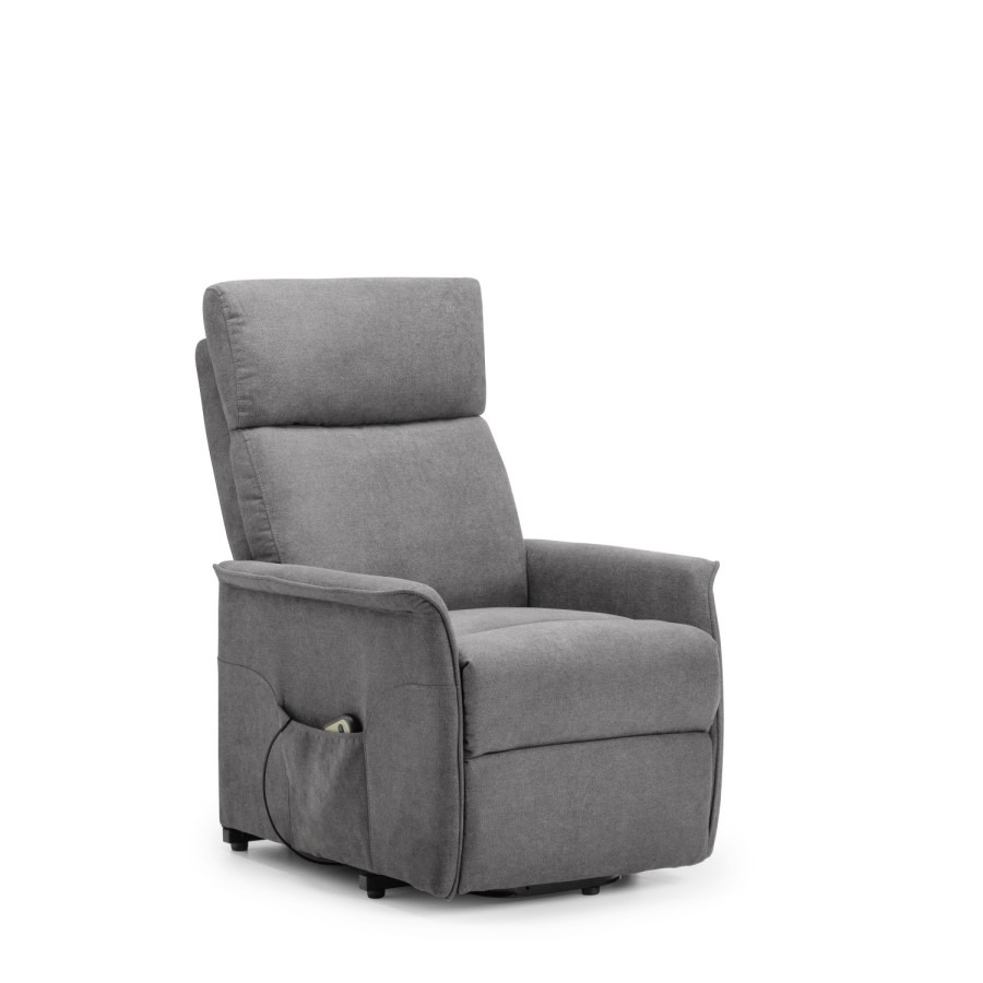 Rise & Recliner Chair in Grey Fabric - Helena- Julian Bowen