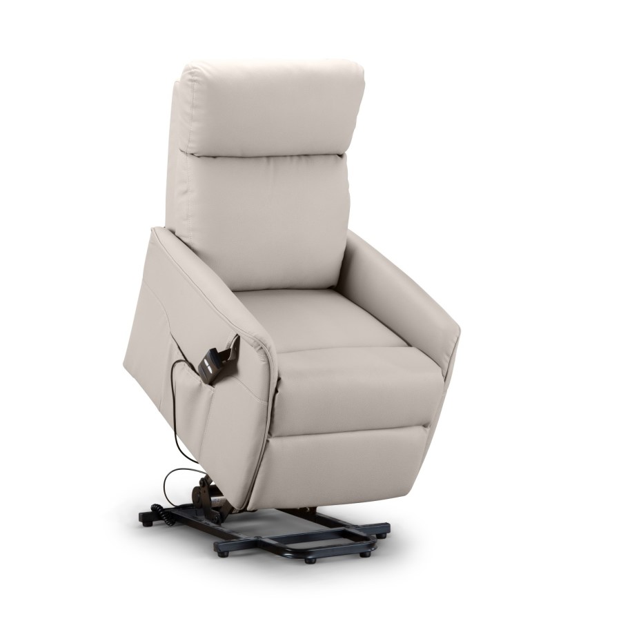 Rise & Recliner Chair in Beige Faux Leather - Helena-Julian Bowen