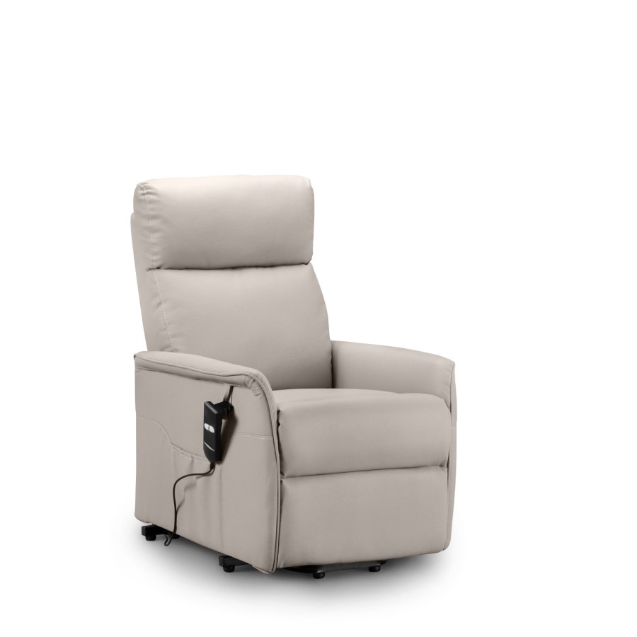 Rise & Recliner Chair in Beige Faux Leather - Helena-Julian Bowen