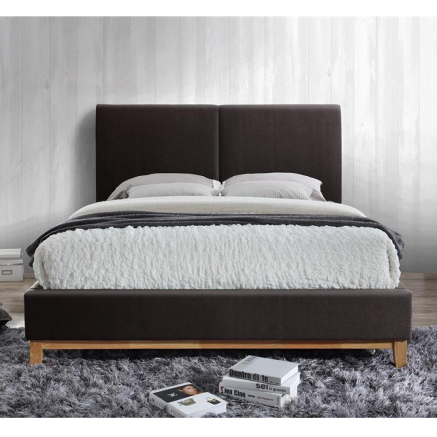 Birlea Helsinki Double Bed Upholstered in Brown Faux Leather