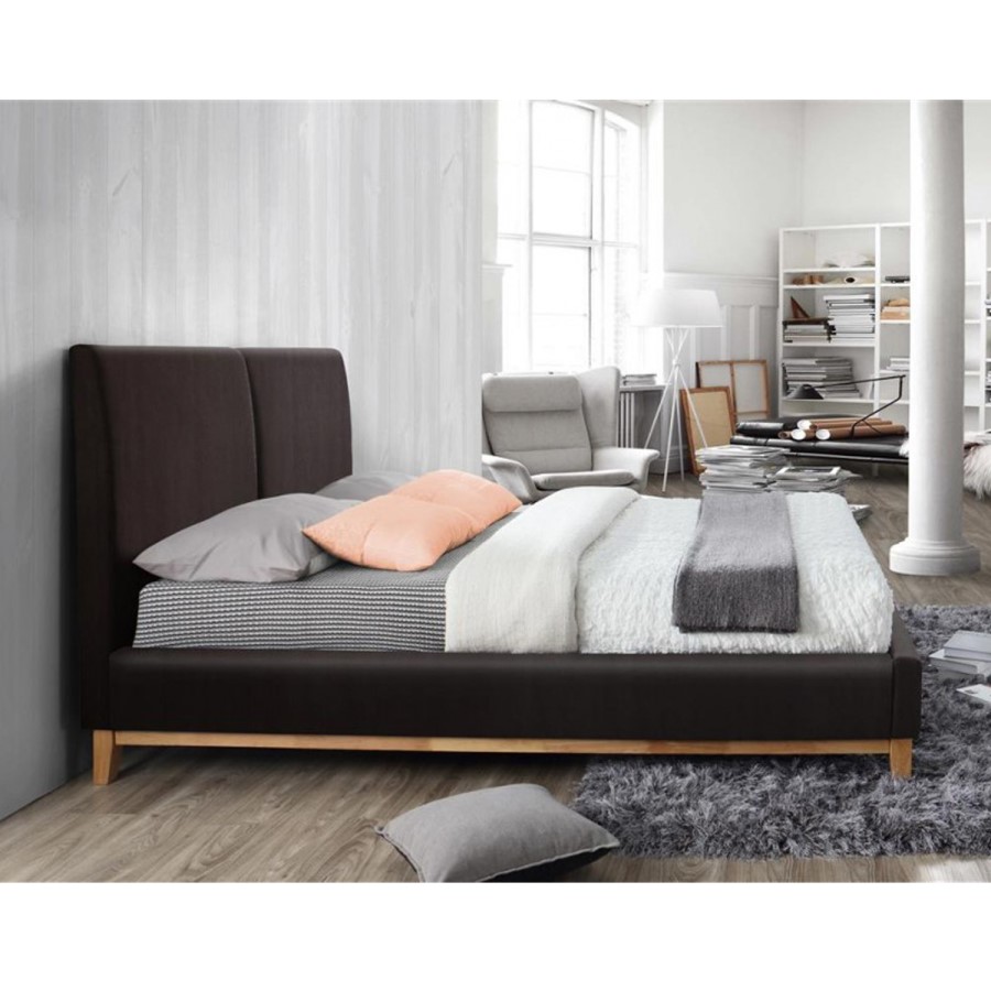 Birlea Helsinki Double Bed Upholstered in Brown Faux Leather