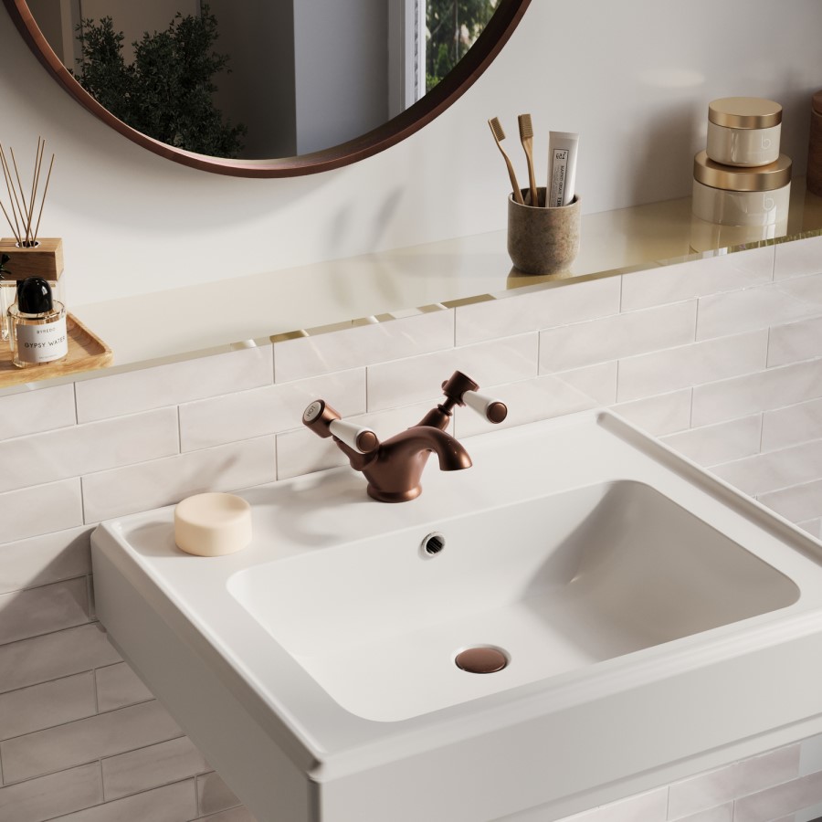 Brushed Bronze Basin Mixer Tap - Helston