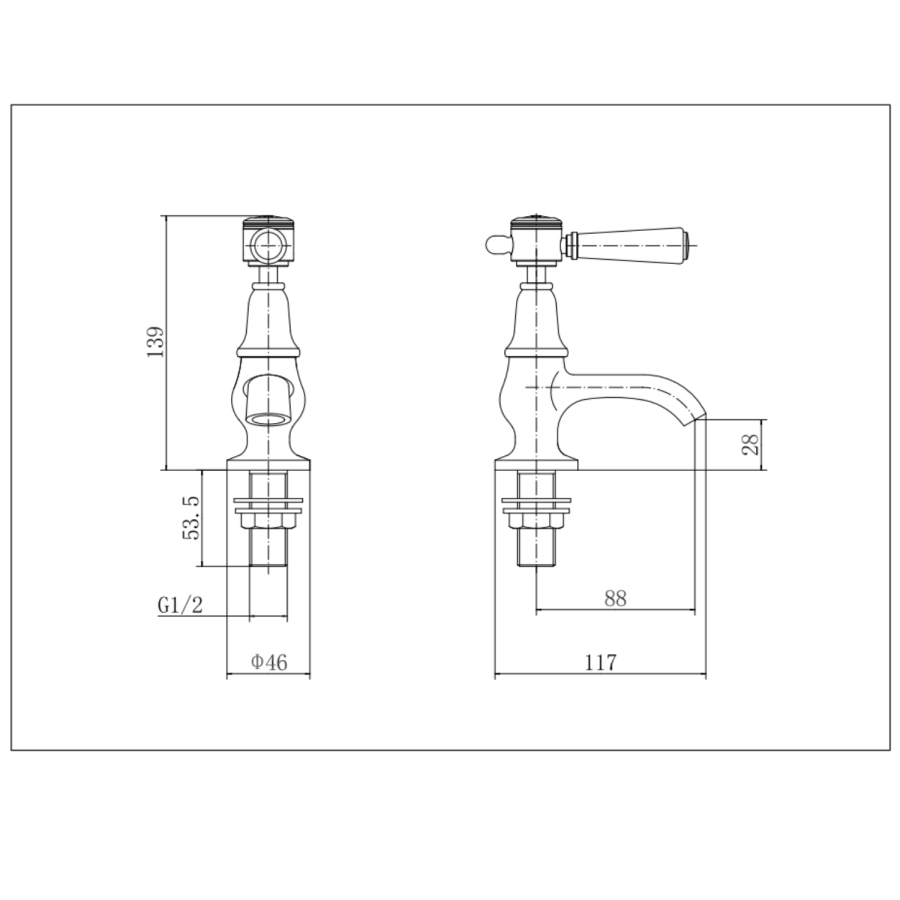 Brushed Bronze Basin Pillar Tap - Helston