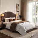 HEN001D Chocolate Brown Velvet Double Ottoman Bed - Henri 

