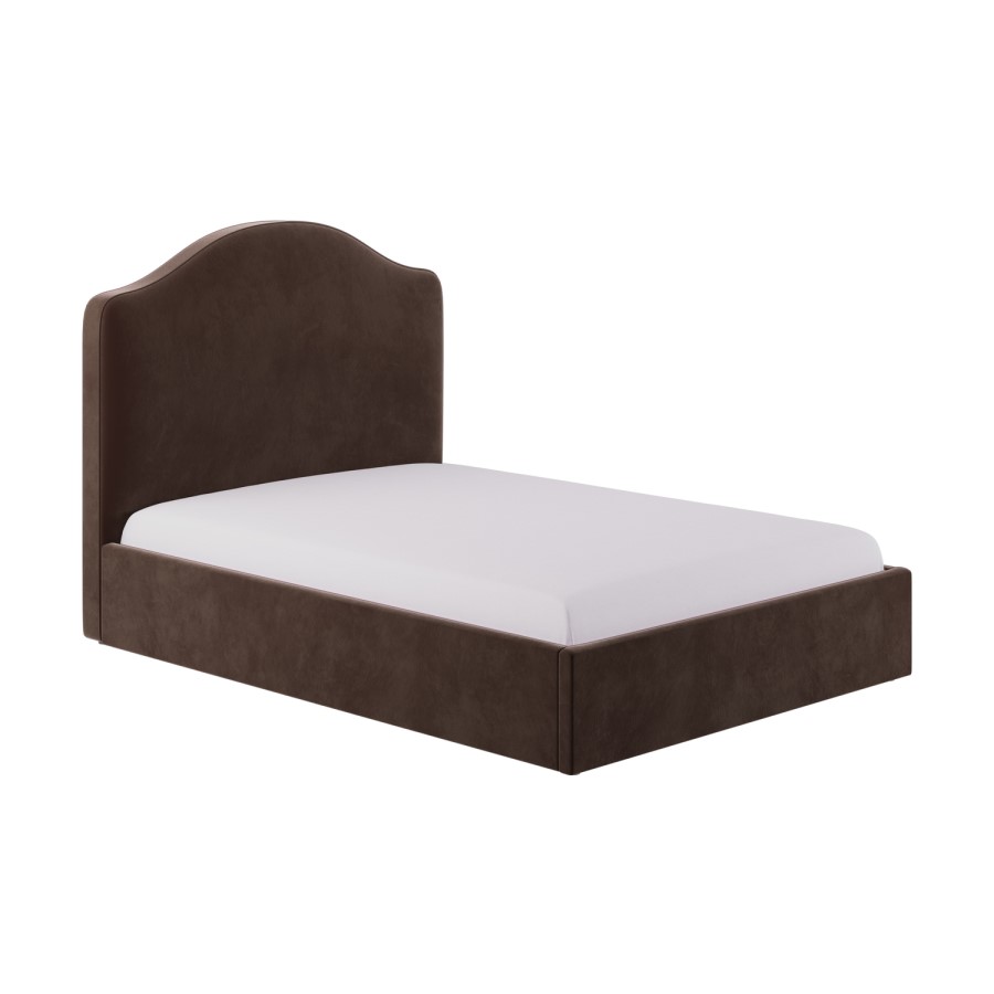 Chocolate Brown Velvet Double Ottoman Bed - Henri 

