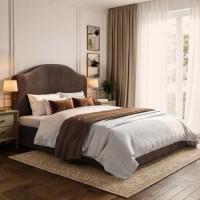 Chocolate Brown Velvet King Size Ottoman Bed - Henri 


