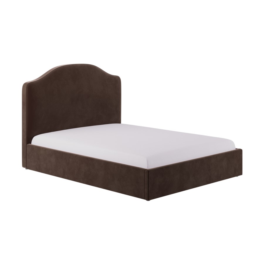 Chocolate Brown Velvet King Size Ottoman Bed - Henri 

