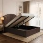 Chocolate Brown Velvet King Size Ottoman Bed - Henri 

