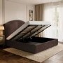Chocolate Brown Velvet Super King Ottoman Bed - Henri 

