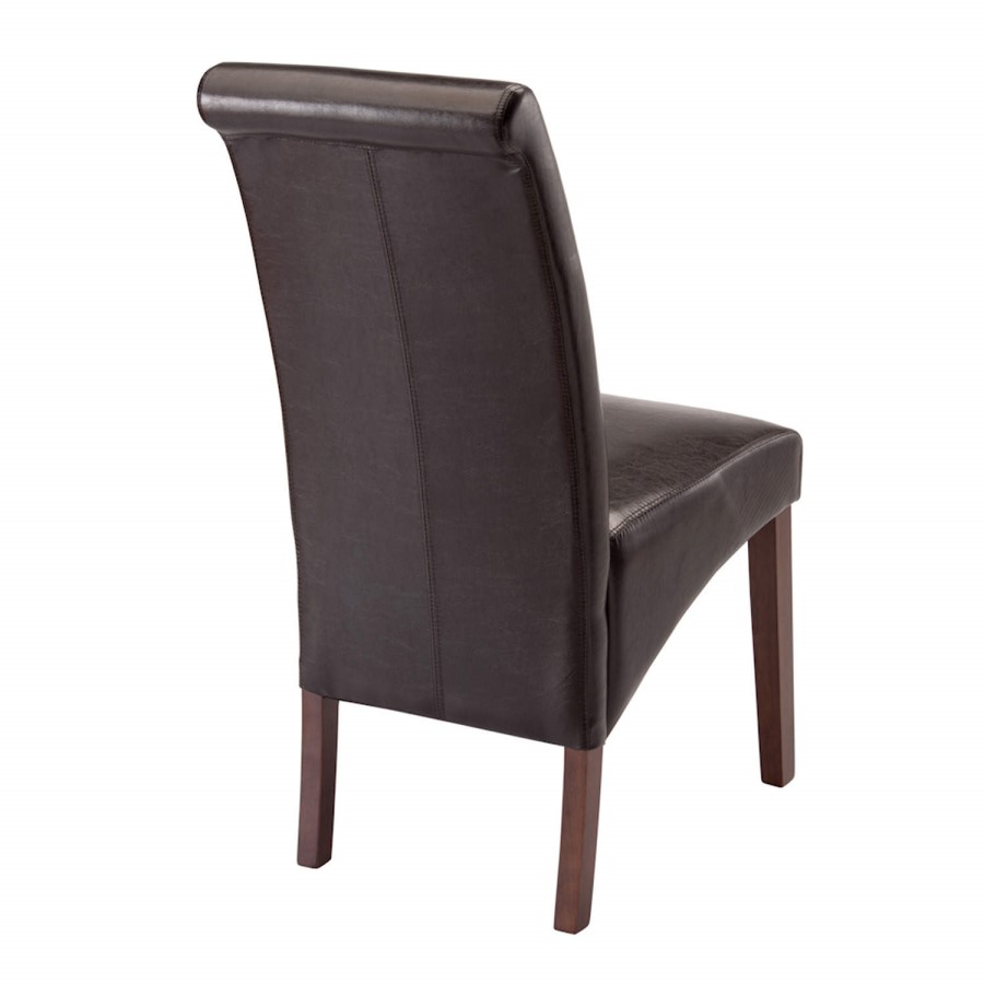 Set of 2 Dining Chairs in Dark Brown Faux Leather - World Furniture Henley