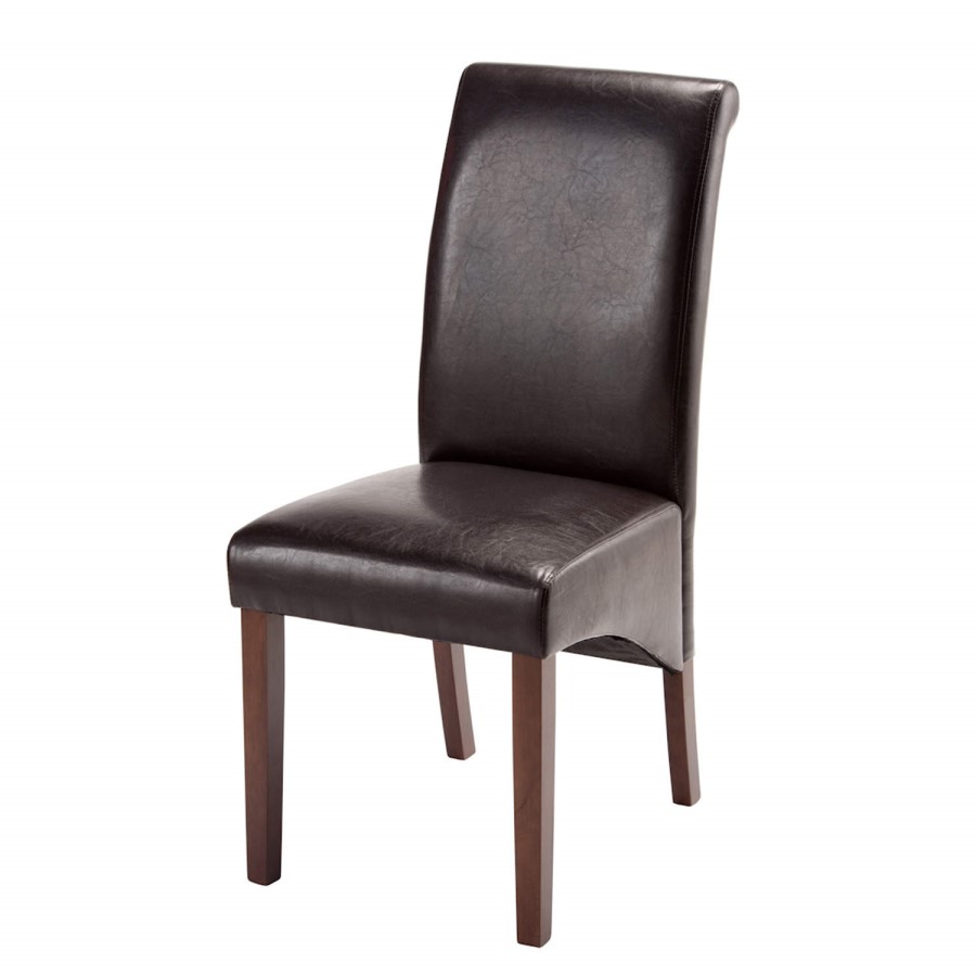 Set of 2 Dining Chairs in Dark Brown Faux Leather - World Furniture Henley