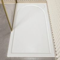 1400x800mm Rectangular Shower Tray – Slimline 30mm – Solid Polymarble – Anti-Slip – White – Hendra