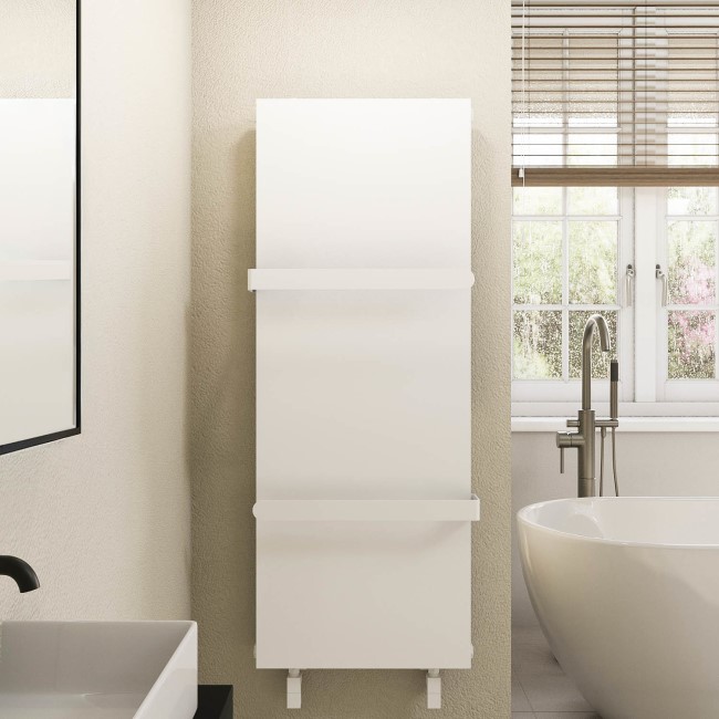 White Vertical Panel Radiator with Towel Bars 1220 x 452mm - Hesperia