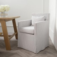 Grey Striped Upholstered Dining Chair - Hettie