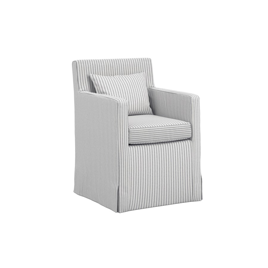 Grey Striped Upholstered Dining Chair - Hettie