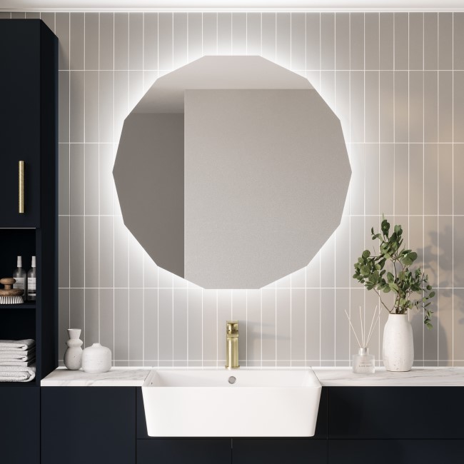 Hexagon Backlit Heated Bathroom Mirror with Lights 800mm – Hexa