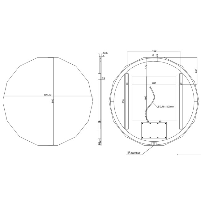 Hexagon Backlit Heated Bathroom Mirror with Lights 800mm – Hexa