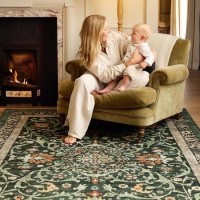 Washable Green Vintage Floral Rug - 185 x 120 cm - Country Paisley - Origins