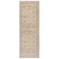 Washable Green and Orange Vintage Floral Runner Rug - 220 x 75 cm - Country Paisley - Origins