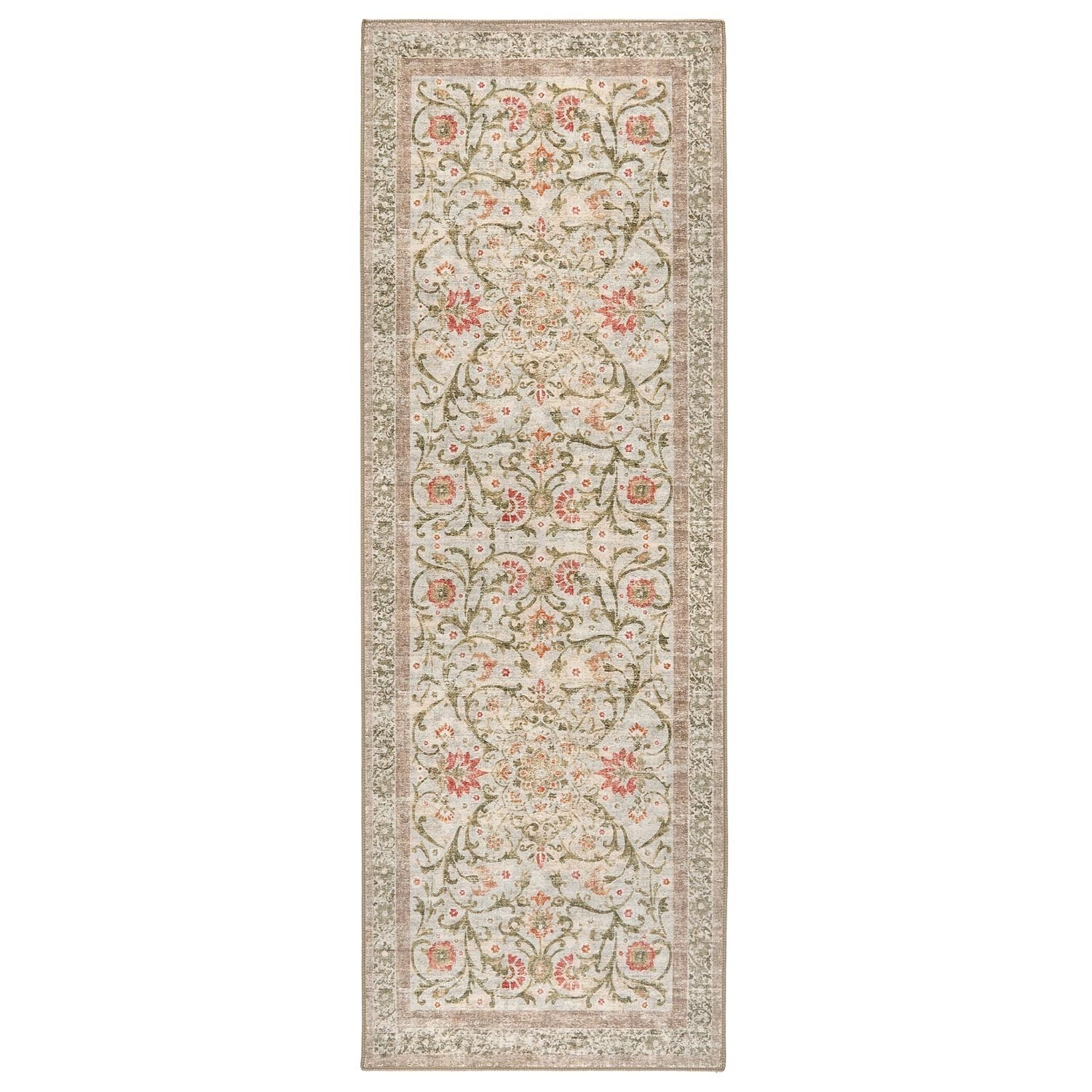 Washable Orange Vintage Floral Runner Rug 220 x 75 cm Country Paisley Origins