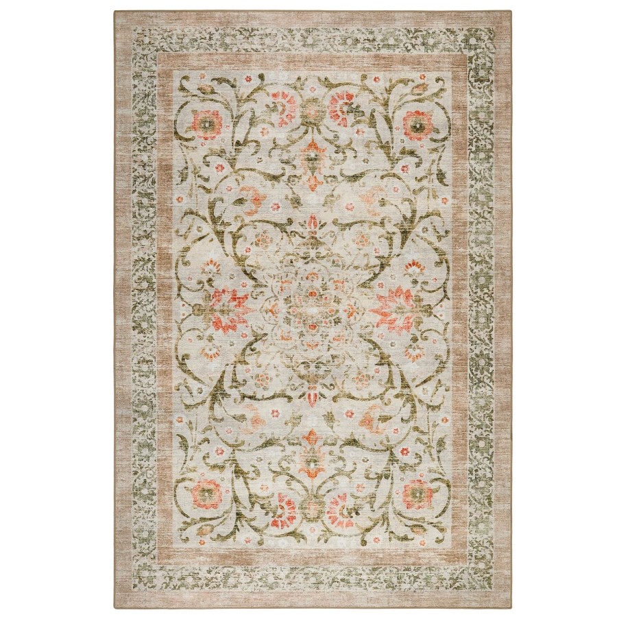 Washable Green and Orange Vintage Floral Rug - 230 x 160 cm - Country Paisley - Origins