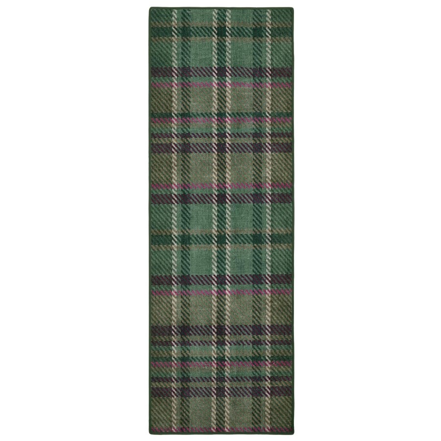 Washable Green Plaid Runner Rug - 220 x 75 cm - Isla - Origins