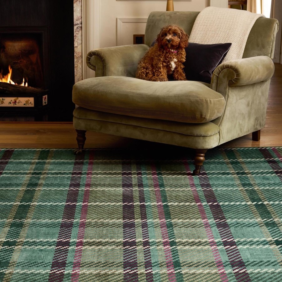 Washable Green Plaid Rug - 275 x 185 cm - Isla - Origins