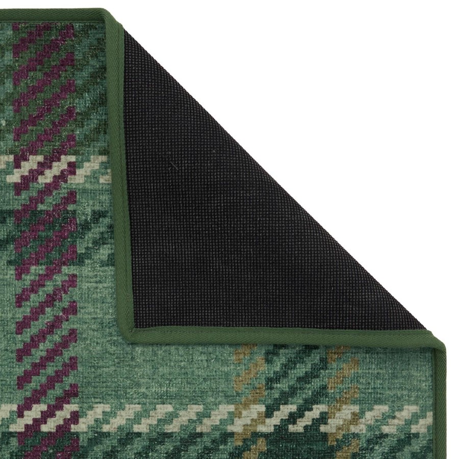 Washable Green Plaid Rug - 275 x 185 cm - Isla - Origins