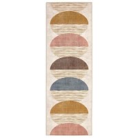 Washable Multi-Coloured Geometric Runner Rug - 220 x 75 cm - Eclipse - Origins
