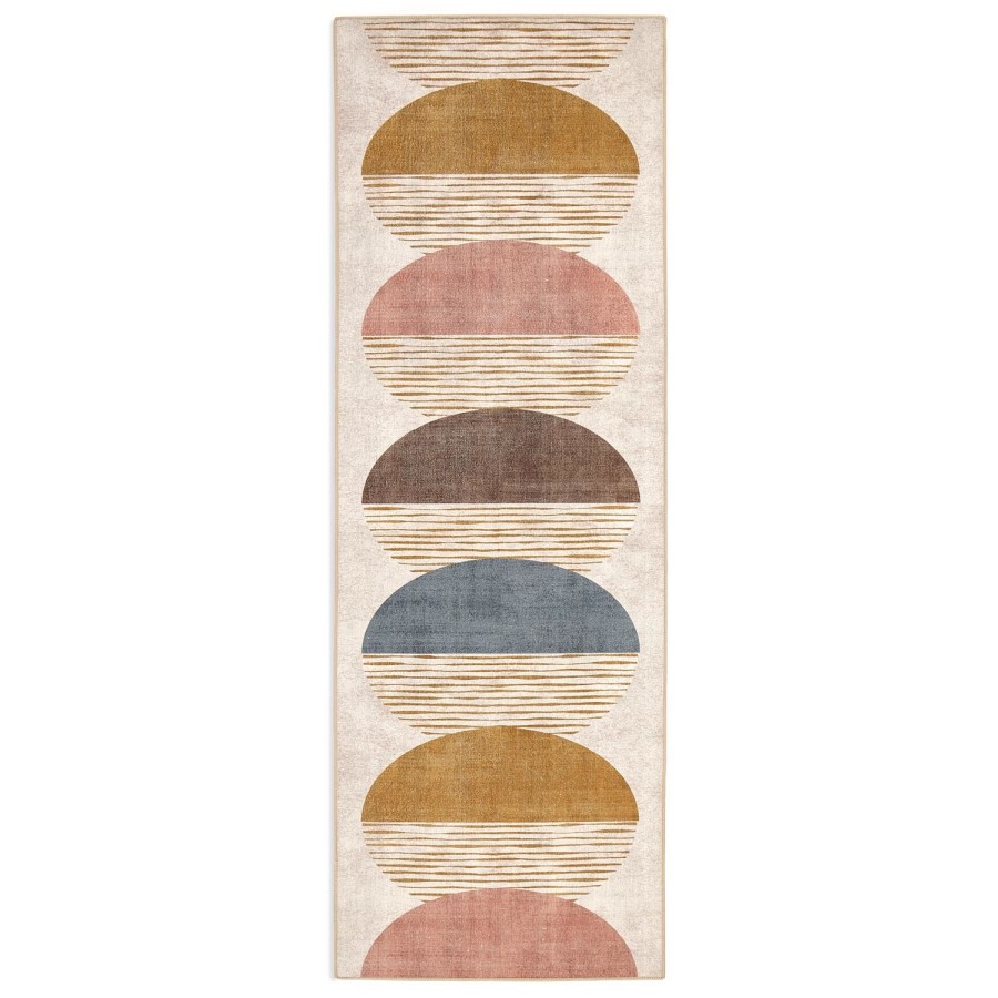 Washable Multi-Coloured Geometric Runner Rug - 220 x 75 cm - Eclipse - Origins