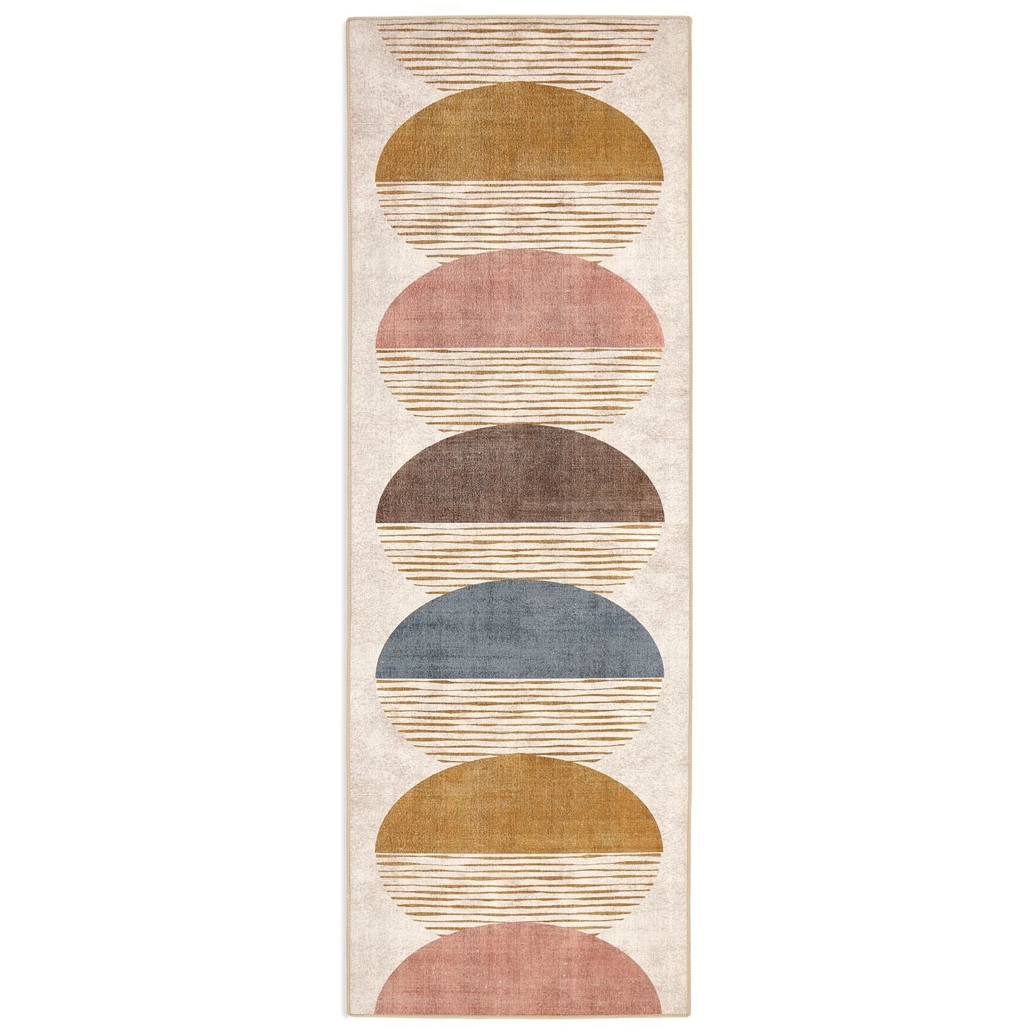 Washable Coloured Geometric Runner Rug 220 x 75 cm Eclipse Origins