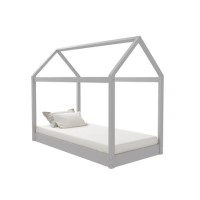 House Single Bed Frame in Grey - Hickory - LPD